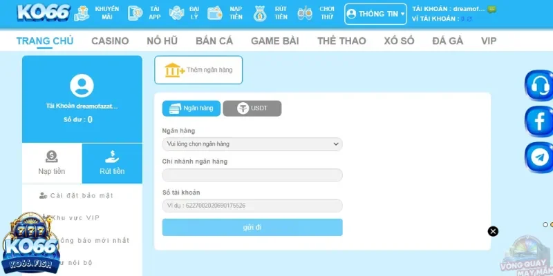 Các kiểu rút tiền KO66