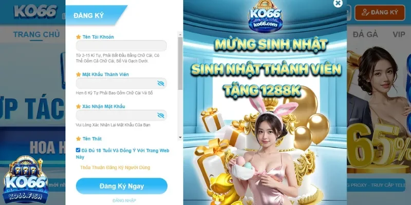 Đầu tiên là đăng ký KO66