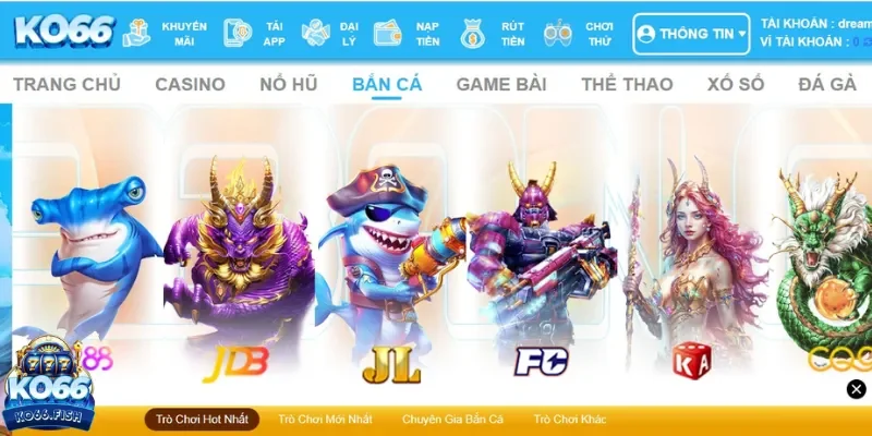 Game bắn cá KO66 hấp dẫn chờ trải nghiệm